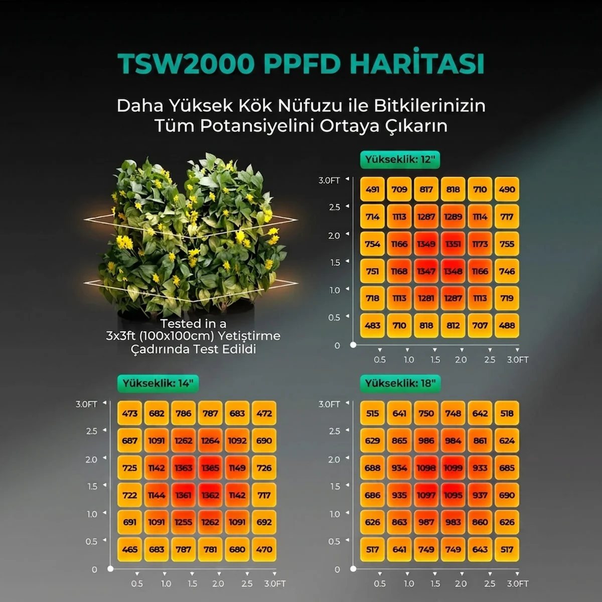 TSW2000 Bitki Yetiştirme LED Lambası